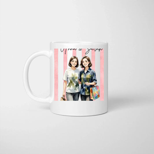 Mug personnalisé style aquarelle avec votre photo et votre nom pour vos copines, partenaires, famille, etc.