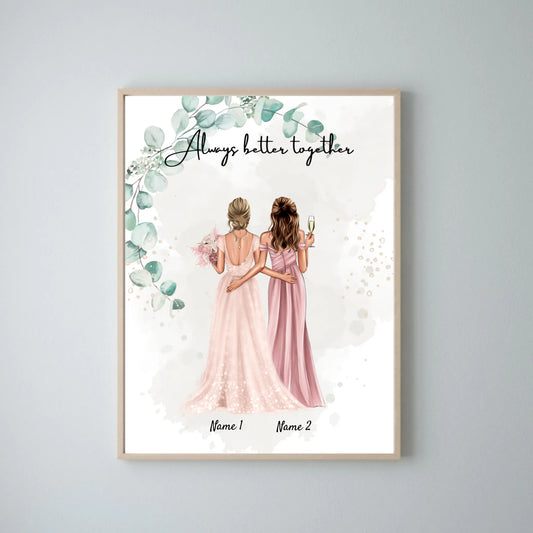 Mariée & témoin - Poster Personnalisé pour les fiançailles/le mariage