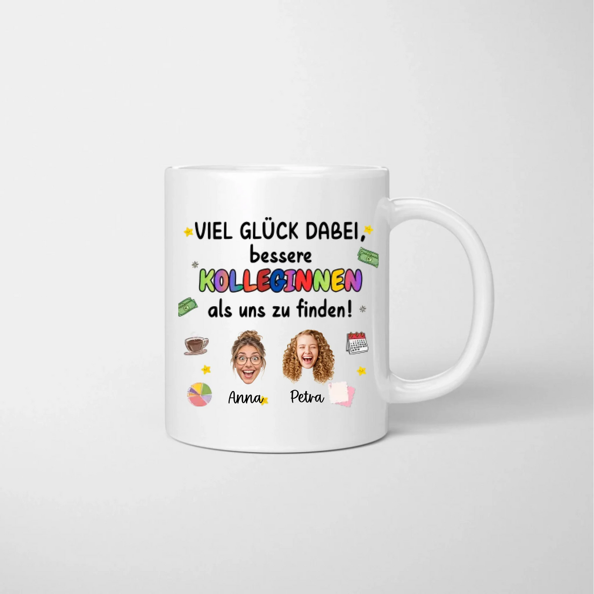 Witziges Abschiedsgeschenk Kolleginnen/Kollegen "Viel Glück" mit ausgeschnittenen Gesichtern (1-4 Personen)