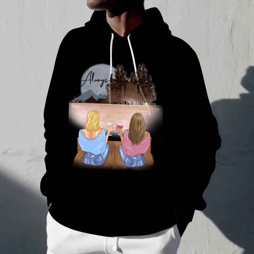 Best Friends with Drink - Personalised Hoodie Unisex