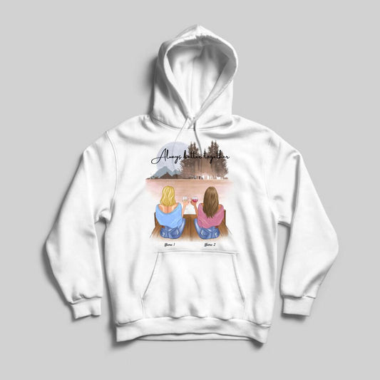 Beste Freundinnen mit Getränk - Personalisierter Kapuzen-Pullover Unisex