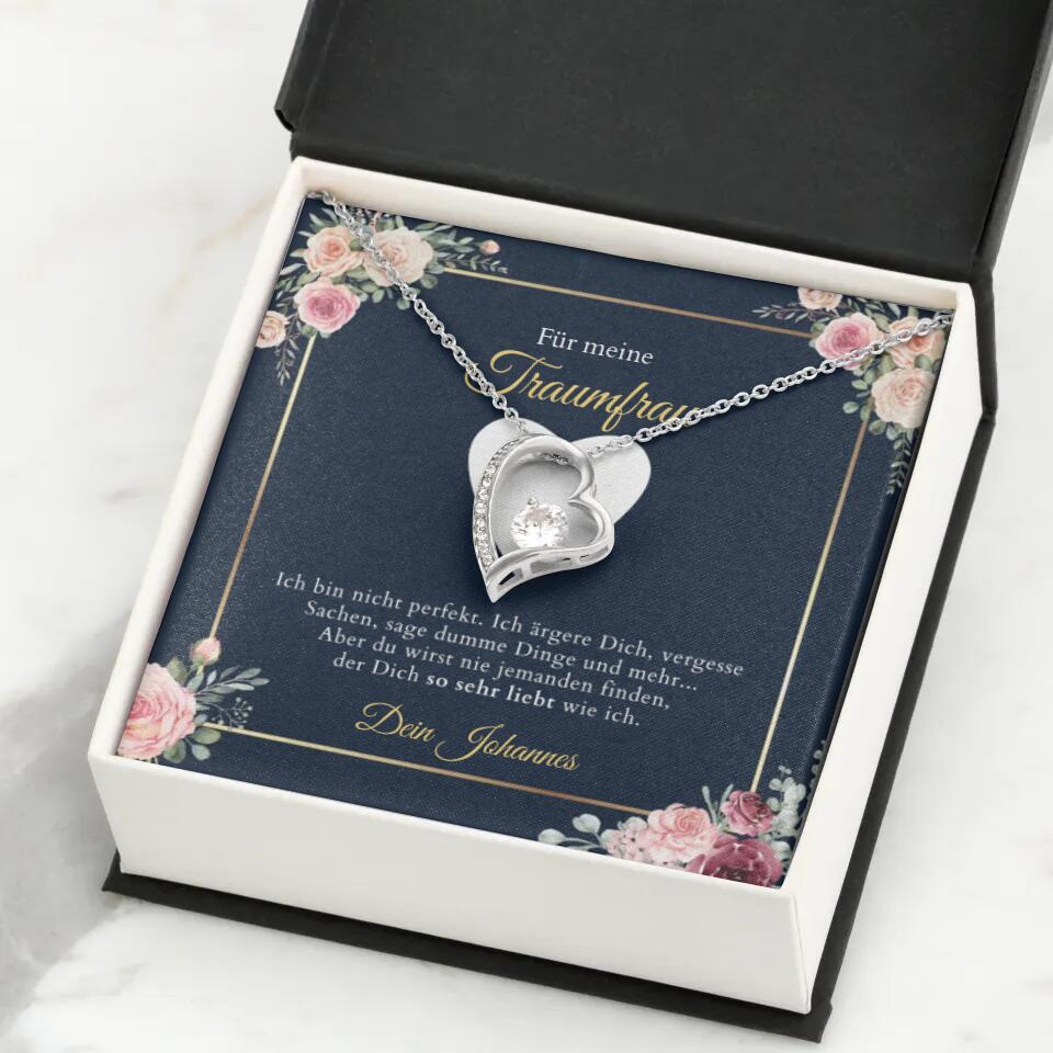 Forever Love "Droomvrouw" - Ketting met gouden harten hanger & gepersonaliseerde kaart