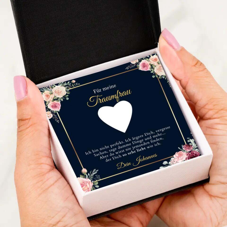 Forever Love "Droomvrouw" - Ketting met gouden harten hanger & gepersonaliseerde kaart
