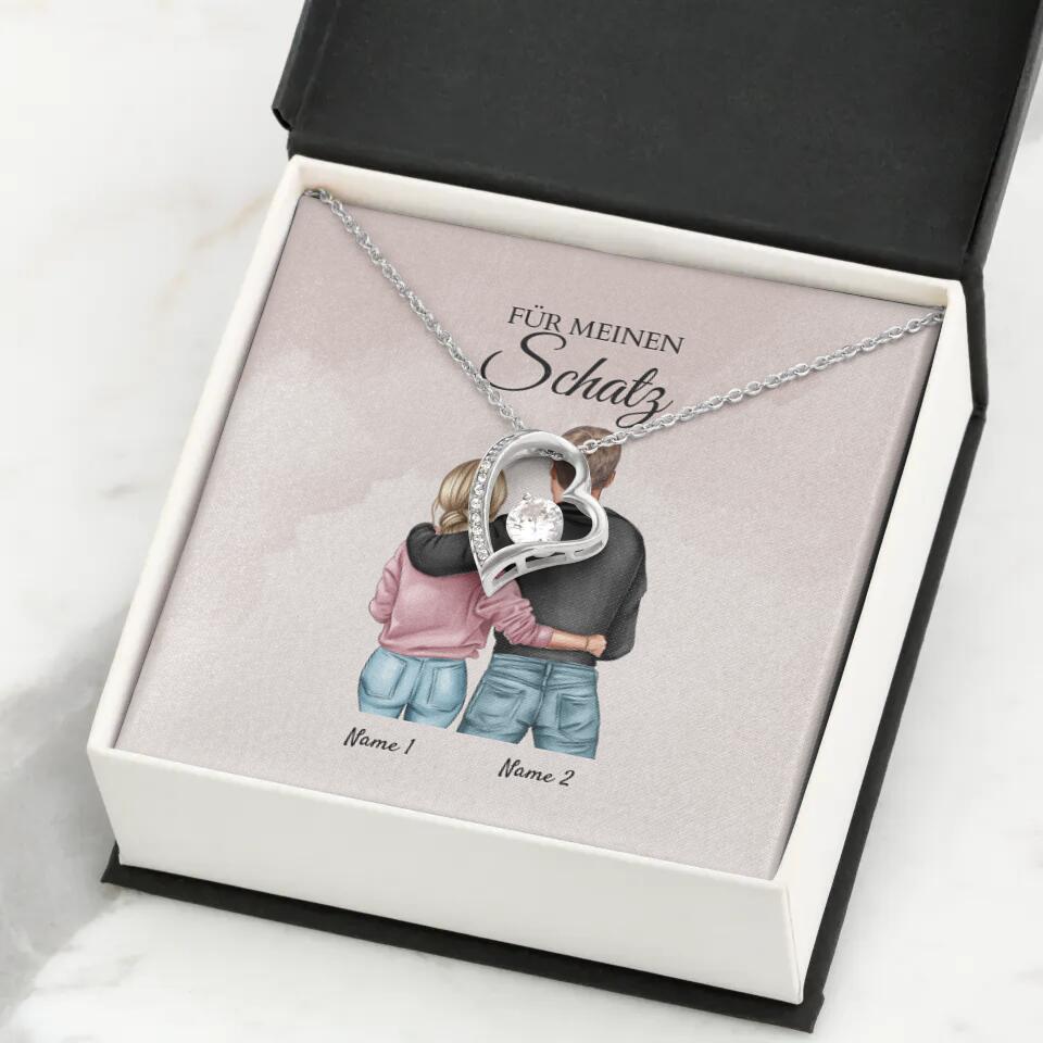 Forever Love "Best Couple" - Ketting met hartjeshanger & gepersonaliseerde kaart
