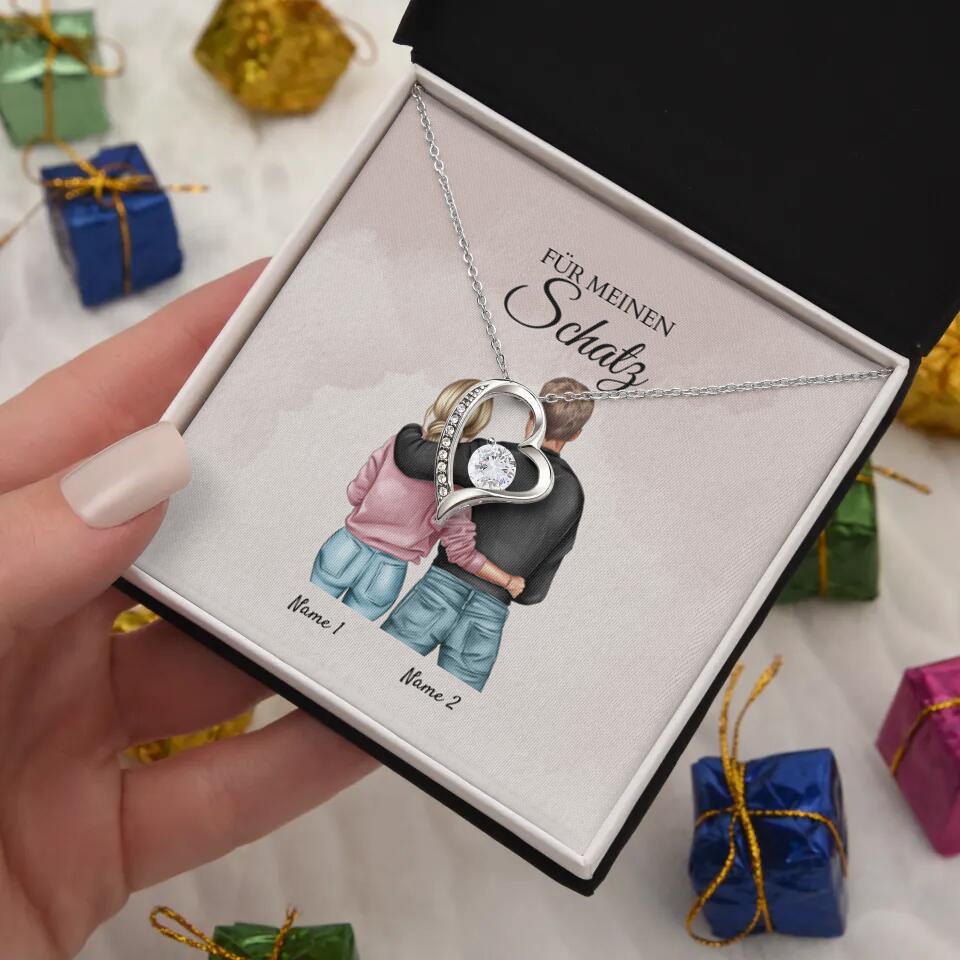 Forever Love "Best Couple" - Ketting met hartjeshanger & gepersonaliseerde kaart