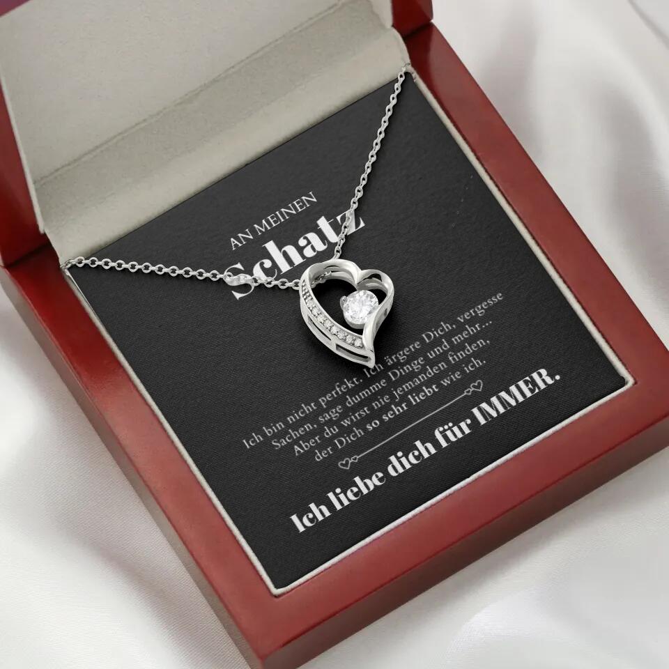 À mon chéri - Collier avec pendentif cœur en or & carte cadeau personnalisée