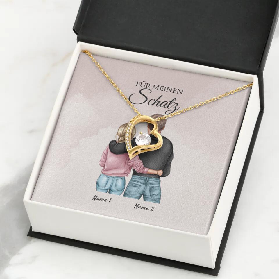Forever Love "Best Couple" - Ketting met hartjeshanger & gepersonaliseerde kaart