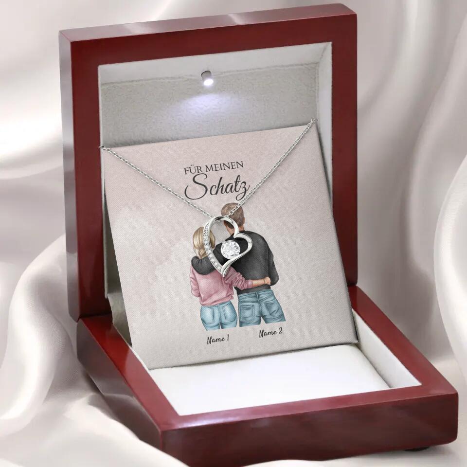 Forever Love "Best Couple" - Ketting met hartjeshanger & gepersonaliseerde kaart