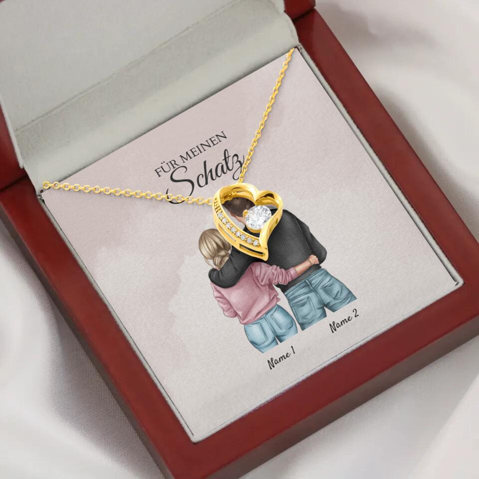 Forever Love "Best Couple" - Ketting met hartjeshanger & gepersonaliseerde kaart