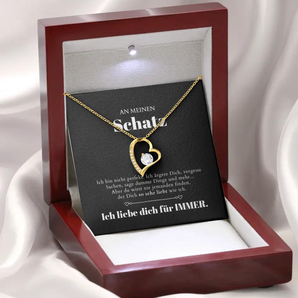 À mon chéri - Collier avec pendentif cœur en or & carte cadeau personnalisée