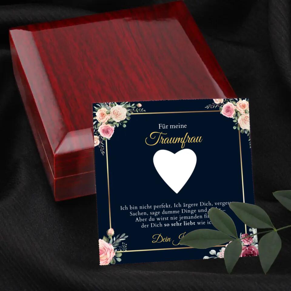 Forever Love "Droomvrouw" - Ketting met gouden harten hanger & gepersonaliseerde kaart