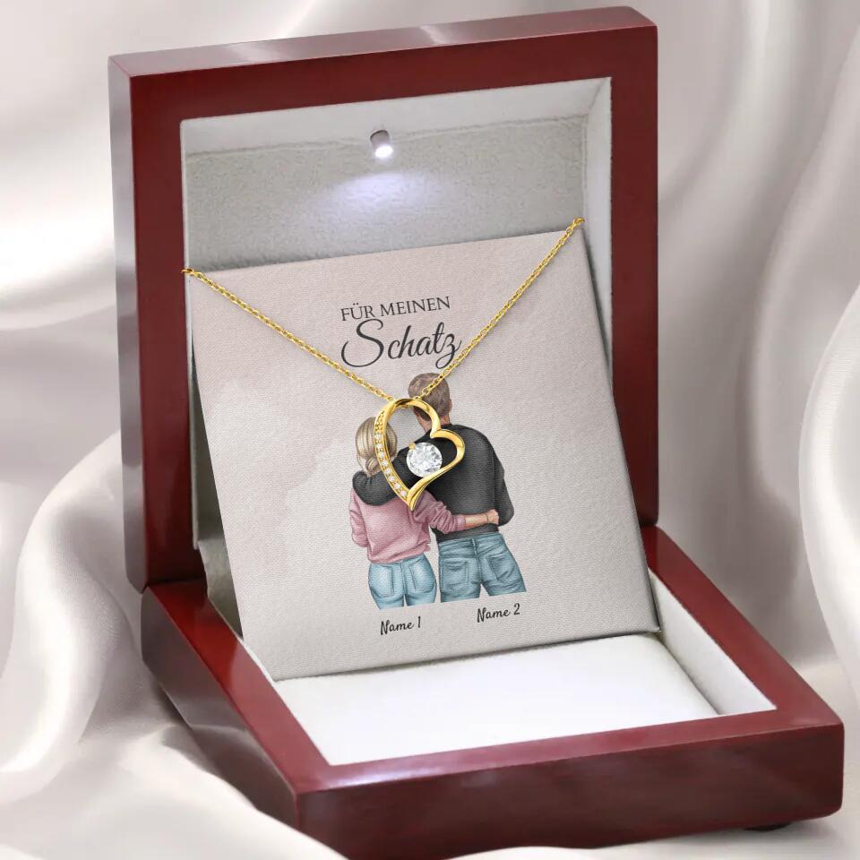 Forever Love "Best Couple" - Ketting met hartjeshanger & gepersonaliseerde kaart