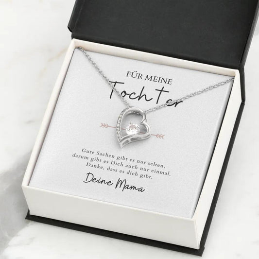 Voor altijd lief "Voor mijn dochter" - Ketting met hartjeshanger & gepersonaliseerde kaart (dochter-moeder cadeau)