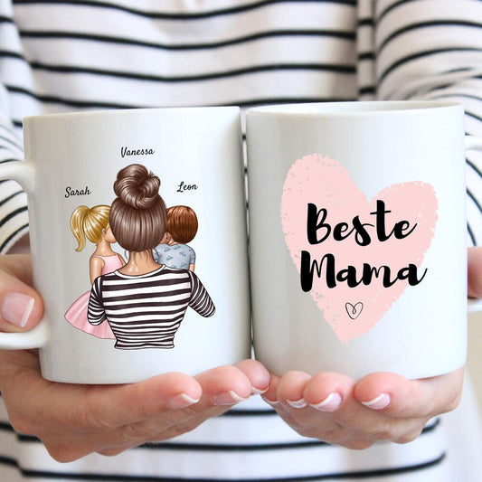 Mama mit Kindern - Personalisierte Tasse