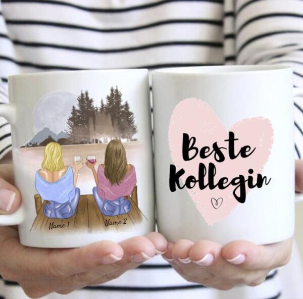 Beste Kolleginnen mit Getränk - Personalisierte Tasse (2-3 Personen)