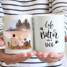 Load image into Gallery viewer, Couple on the Pier with Pet - Personalized Mug
