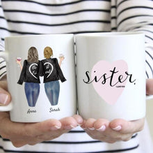 Load image into Gallery viewer, Favorite Sisters Leather Jacket &amp; Drink - Personalized Mug (2-3 Sisters)
