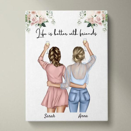 Beste Freundinnen/ Schwestern - Personalisiertes Poster