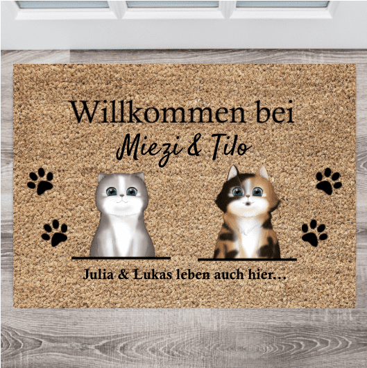 Kattenliefhebbers (1-4 Katten) - Persoonlijke Deurmat