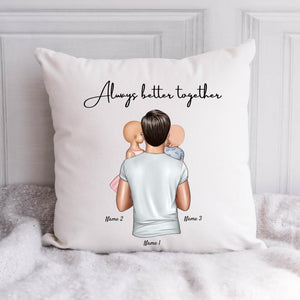 Meilleur papa - Coussin Personnalisé 40x40cm (homme avec 1-4 enfants)