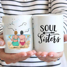 Load image into Gallery viewer, Favorite Sisters on the Beach - Personalized Mug (2-3 people)
