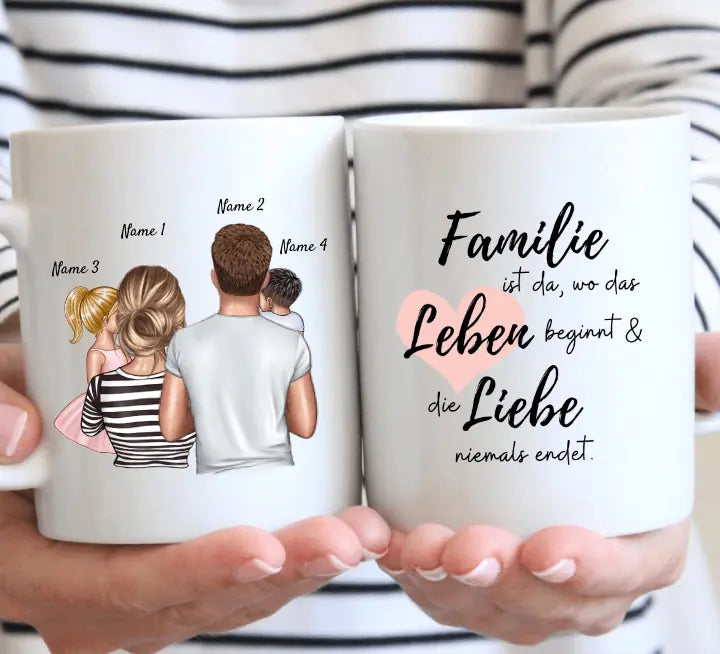 Familie ist da - Personalisierte Tasse (Eltern mit Kinder)