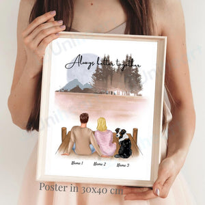 Couple with Pet - Personalised Digital Image (Couple with Dog or Cat)