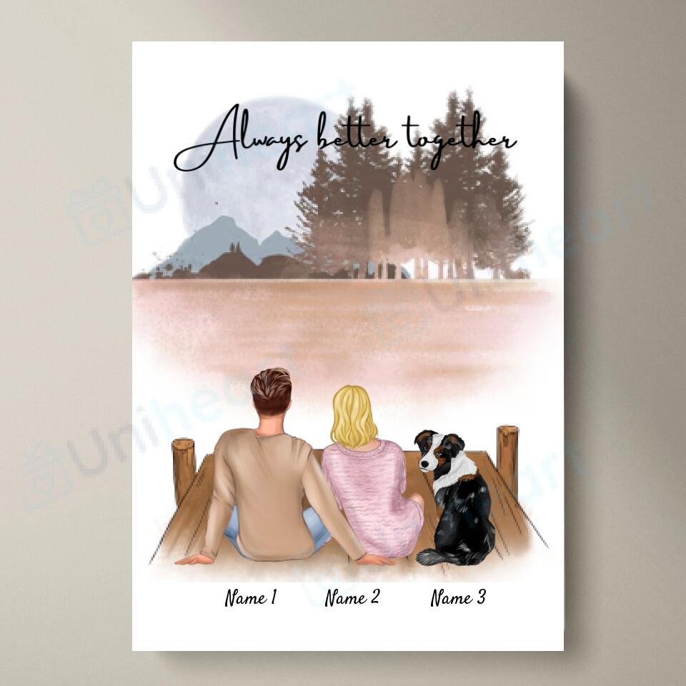 Couple with Pet - Personalised Digital Image (Couple with Dog or Cat)