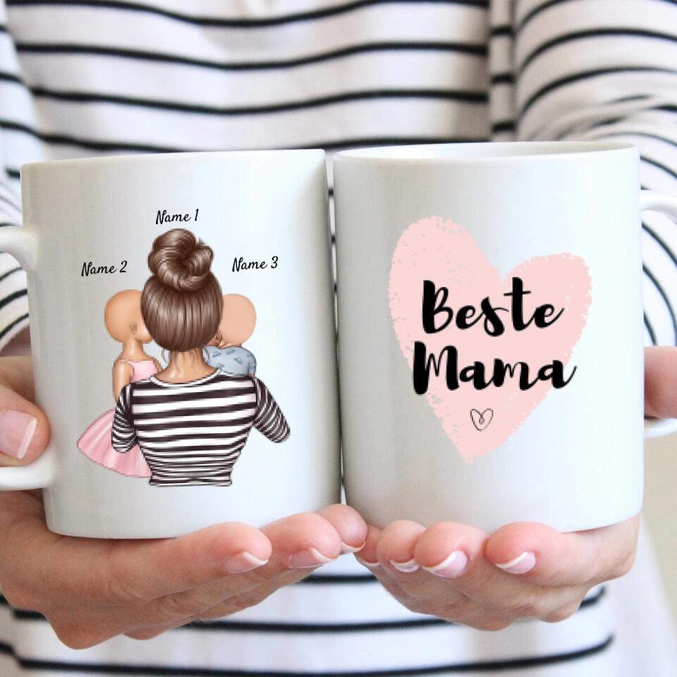 Patentante mit Kindern - Personalisierte Tasse (1-4 Kinder)