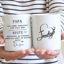 Laden Sie das Bild in den Galerie-Viewer, Bestes Geschenk für Papa - Personalisierte Tasse (Für Mama, Papa, Oma oder Opa)
