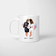 Load image into Gallery viewer,  Bride &amp; Maid of Honor  in satin robes - Personalized Mug
