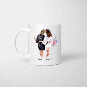  Bride & Maid of Honor  in satin robes - Personalized Mug