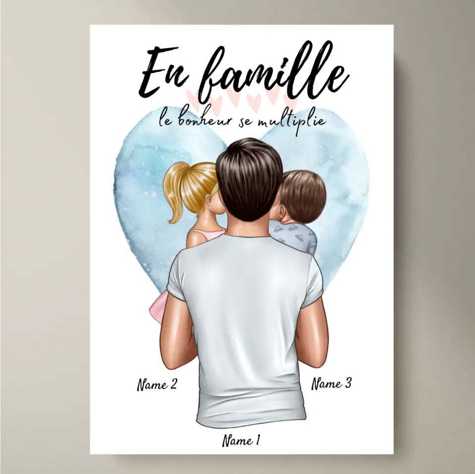 Best Dad, Meilleur papa avec des enfants - Poster Personnalisé (1 of 4 kinderen)