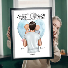 Load image into Gallery viewer, Beste vader ter wereld - Gepersonaliseerde poster (vader met kinderen)
