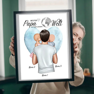 Beste vader ter wereld - Gepersonaliseerde poster (vader met kinderen)