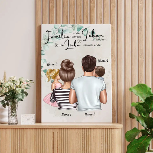 Où l'amour ne finit jamais - Toile personnalisée pour la famille (parents avec enfants)