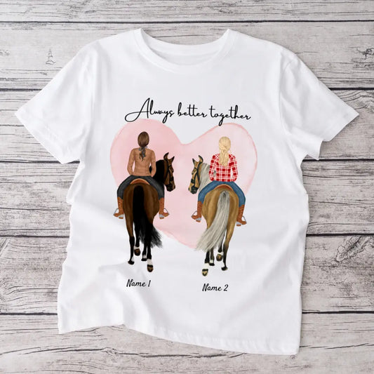 Beste paardenvrienden - Gepersonaliseerd T-shirt (1-3 ruiters)