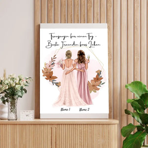 Demoiselle d'honneur d'un jour - Meilleure amie pour la vie - Poster personnalisé pour fiançailles/mariage