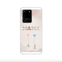 Load image into Gallery viewer, Mijn dierbaren noemen me MAMA - Gepersonaliseerd hoesje voor mobiele telefoon hartballonnen
