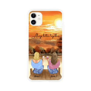 Best Friends/ Sisters with Drink - Personalised Mobile Phone Case (up to 4 people)