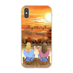 Best Friends/ Sisters with Drink - Personalised Mobile Phone Case (up to 4 people)