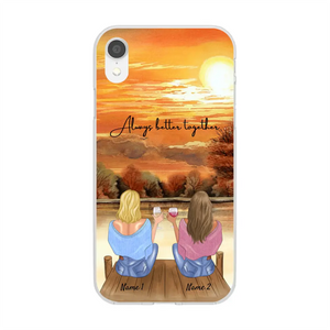 Best Friends/ Sisters with Drink - Personalised Mobile Phone Case (up to 4 people)