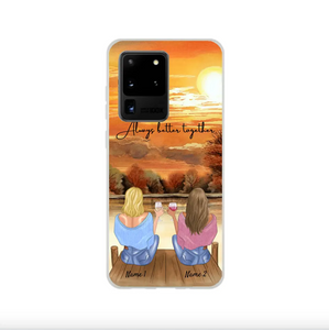 Best Friends/ Sisters with Drink - Personalised Mobile Phone Case (up to 4 people)