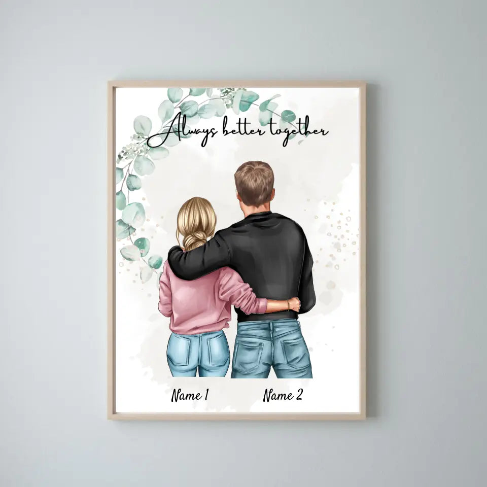 Best Couple - Canvas met naam (Vrouw met Man)