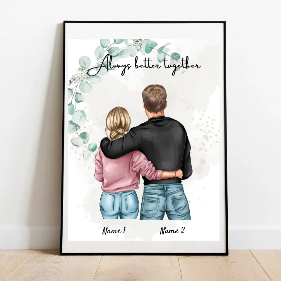 Best Couple - Canvas met naam (Vrouw met Man)