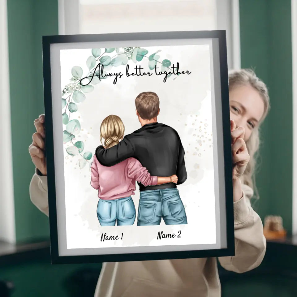 Best Couple - Canvas met naam (Vrouw met Man)
