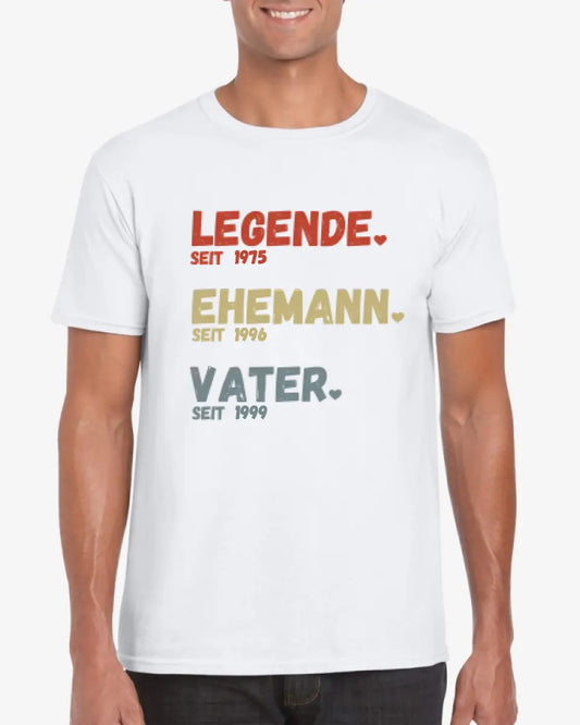 Voor Papa - Legende sinds, Man sinds, Vader sinds - Gepersonaliseerd T-shirt voor vaders (100% katoen, unisex)