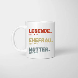 Maman, légende depuis - Mug personnalisé pour mères, épouses, grands-mères (Maman depuis, Grand-mère depuis, Années)