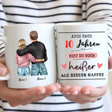 Laden Sie das Bild in den Galerie-Viewer, Heisser als Kaffee - Personalisierte Tasse für Pärchen, Jahrestag, Hochzeitstag
