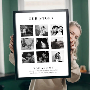 "Our Story" Toile de collage photo personnalisée pour couple, ton partenaire